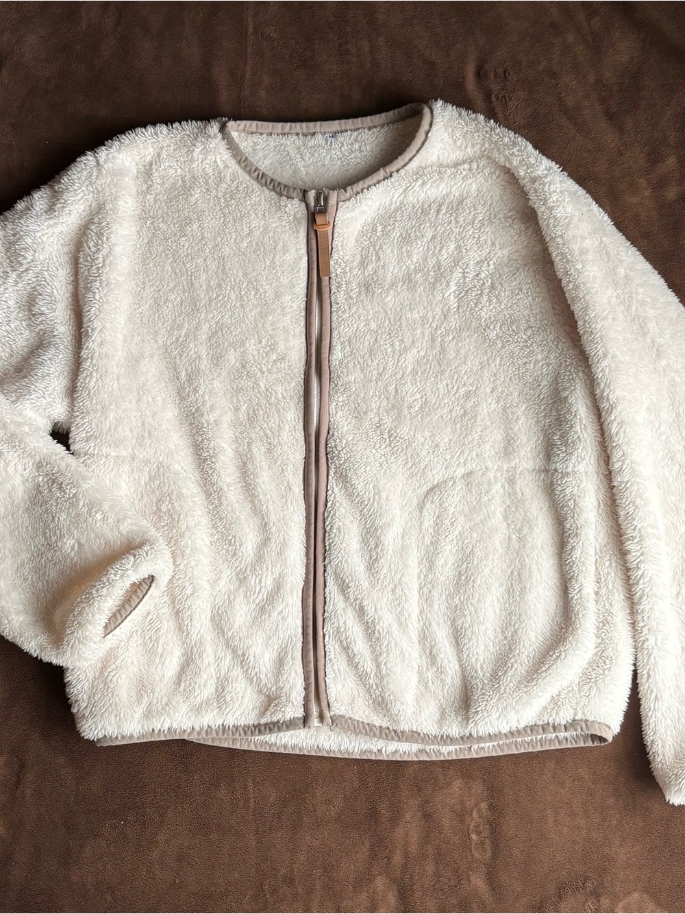 Closshi Cozy Cream Zip-Front Women's Sweater Jacket Size M